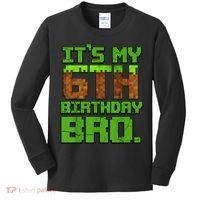 Birthday Boy It'S My 6th Birthday Gamer Pixel Number Kids Long Sleeve Shirt thumb 0