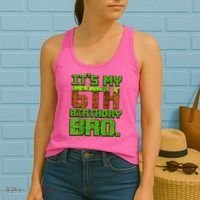 Birthday Boy It'S My 6th Birthday Gamer Pixel Number Women's Tank Top thumb 2