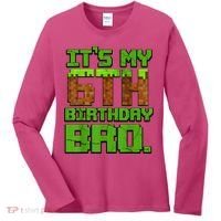 Birthday Boy It'S My 6th Birthday Gamer Pixel Number Women's Long Sleeve Shirt thumb 0