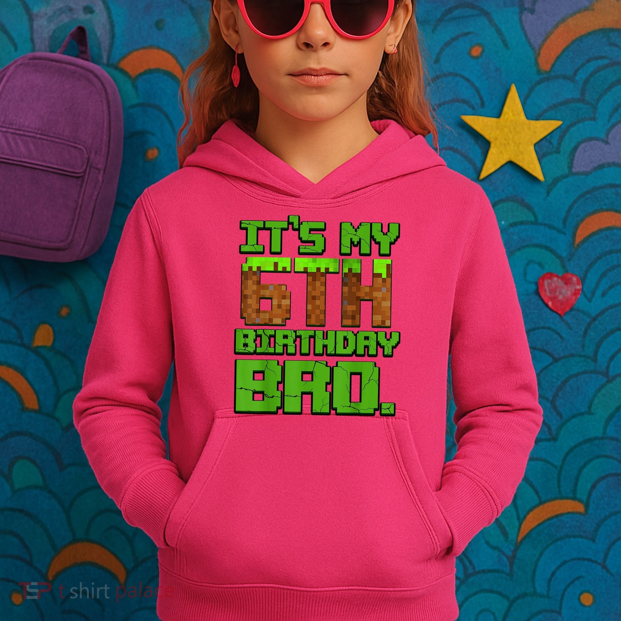 Birthday Boy It'S My 6th Birthday Gamer Pixel Number Kids Hoodie
