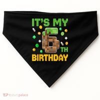 Birthday Boy It'S My 6th Birthday Gamer Pixel Number USA-Made Doggie Bandana thumb 0