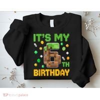 Birthday Boy It'S My 6th Birthday Gamer Pixel Number Sweatshirt thumb 2