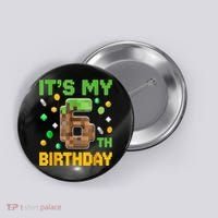 Birthday Boy It'S My 6th Birthday Gamer Pixel Number Button thumb 0