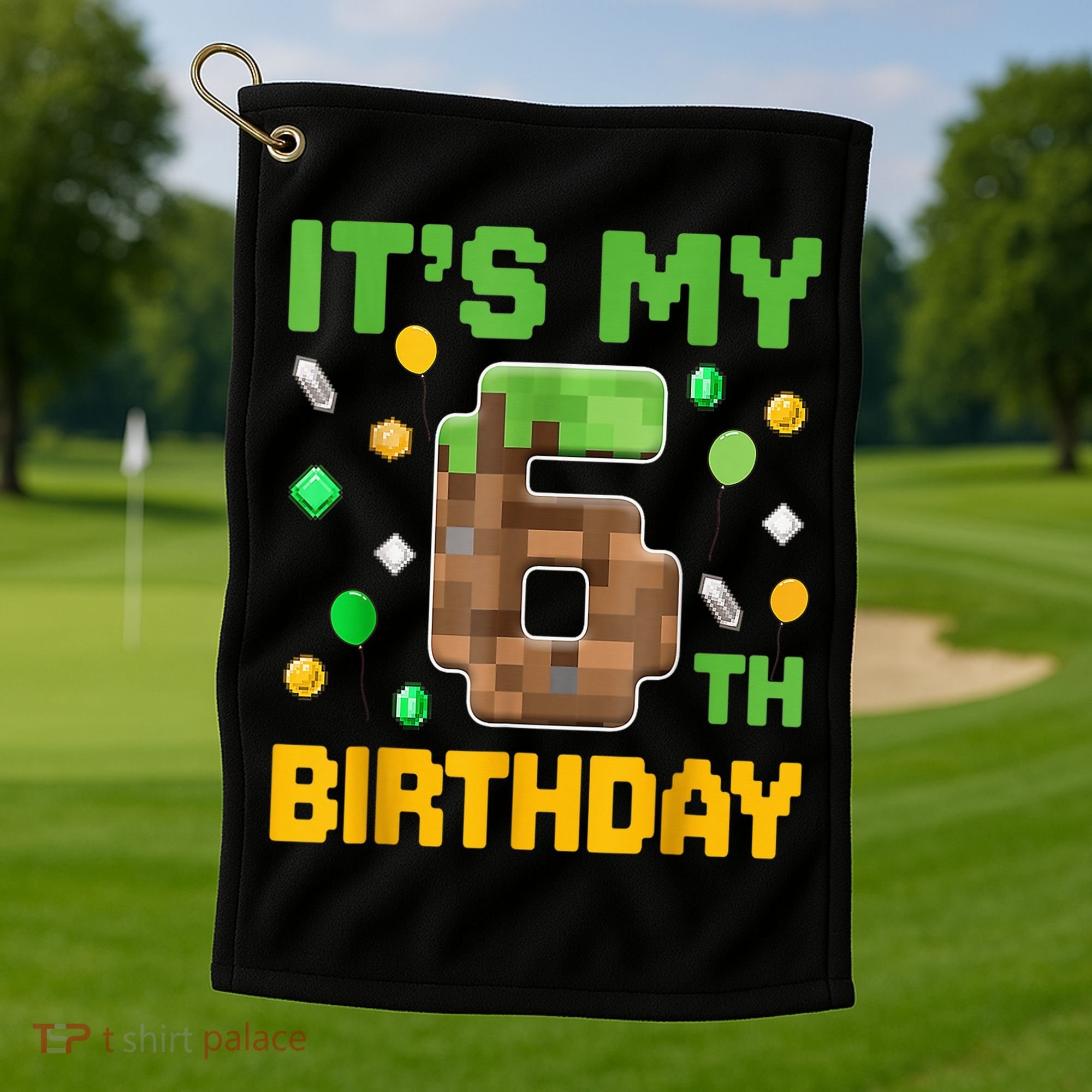 Birthday Boy It'S My 6th Birthday Gamer Pixel Number Golf Towel