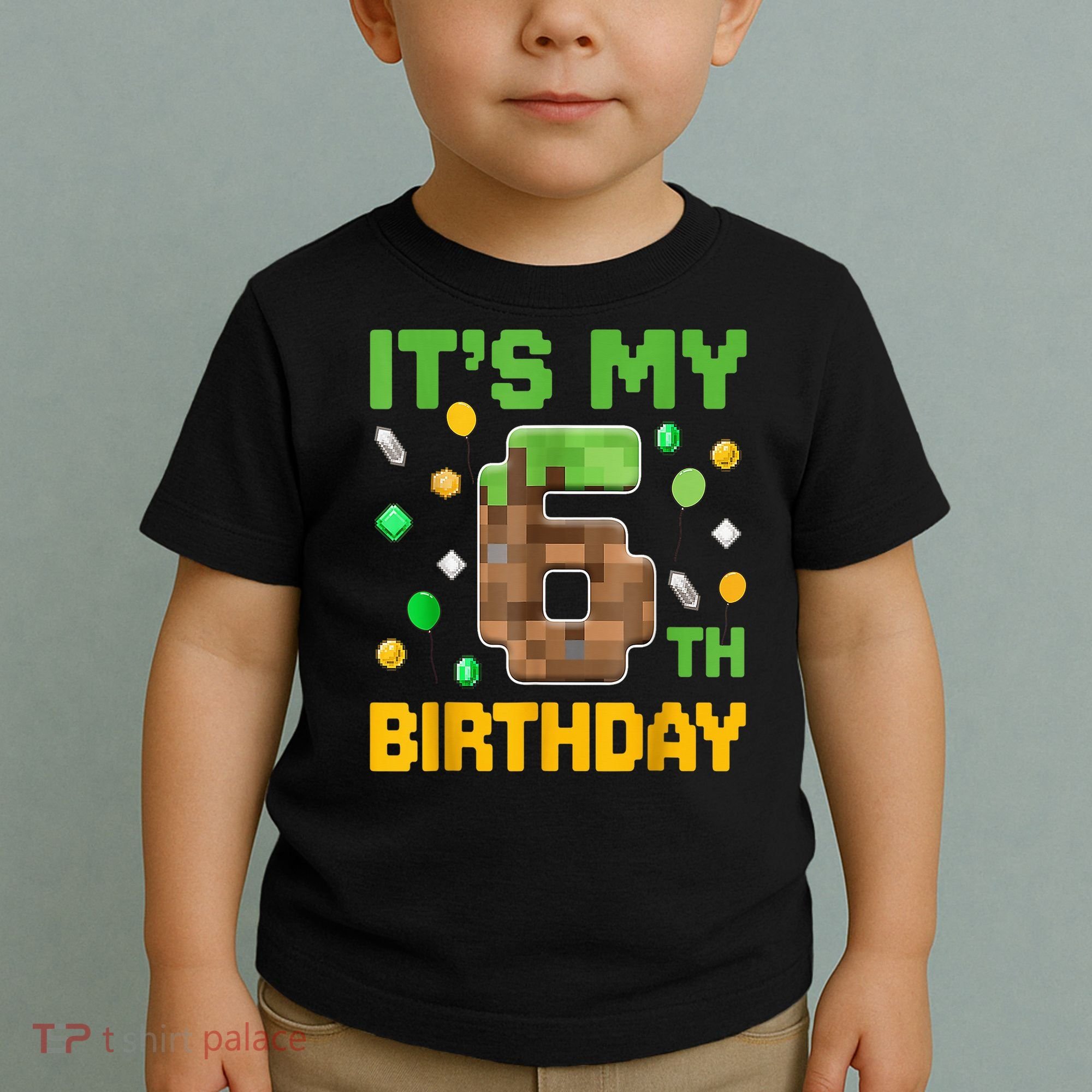 Birthday Boy It'S My 6th Birthday Gamer Pixel Number Toddler T-Shirt