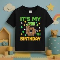 Birthday Boy It'S My 6th Birthday Gamer Pixel Number Toddler T-Shirt thumb 3