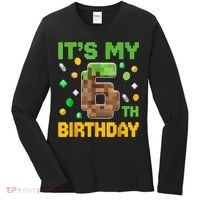 Birthday Boy It'S My 6th Birthday Gamer Pixel Number Women's Long Sleeve Shirt thumb 0