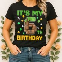 Birthday Boy It'S My 6th Birthday Gamer Pixel Number Women's T-Shirt thumb 2