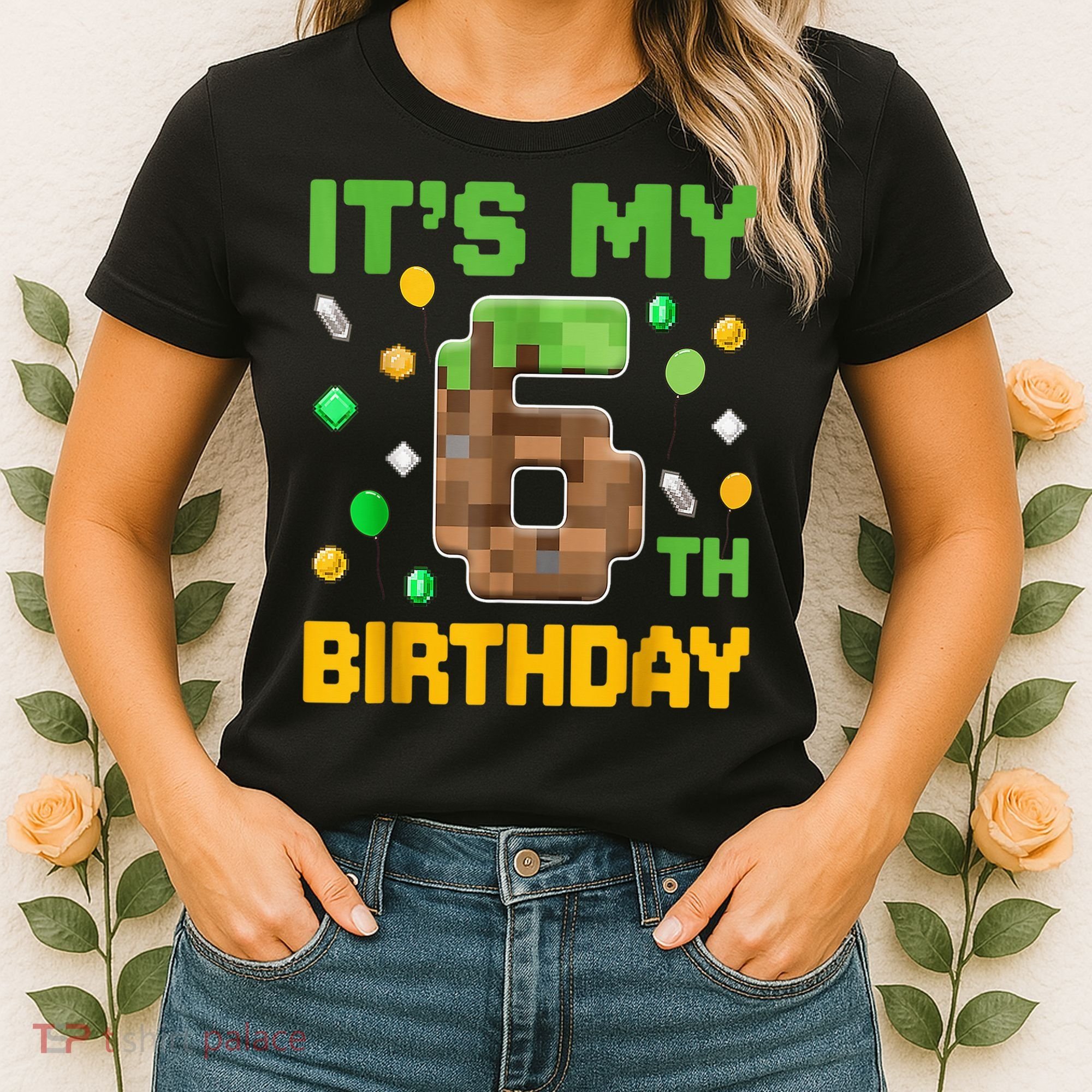 Birthday Boy It'S My 6th Birthday Gamer Pixel Number Women's T-Shirt