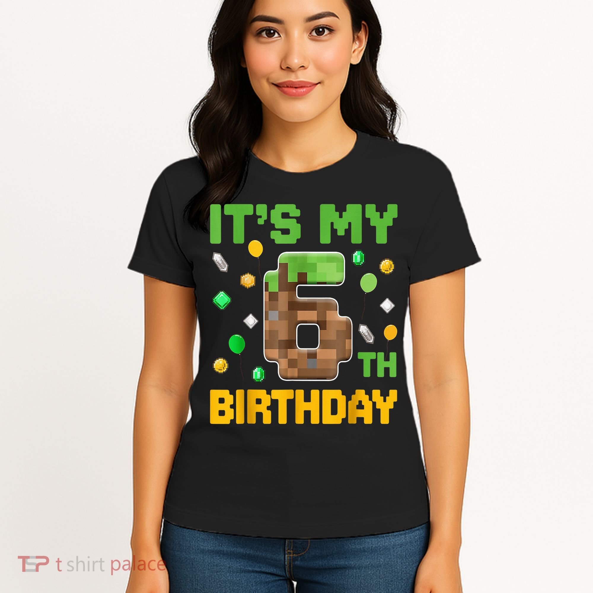 Birthday Boy It'S My 6th Birthday Gamer Pixel Number Women's T-Shirt