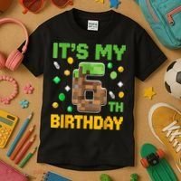 Birthday Boy It'S My 6th Birthday Gamer Pixel Number Kids T-Shirt thumb 3