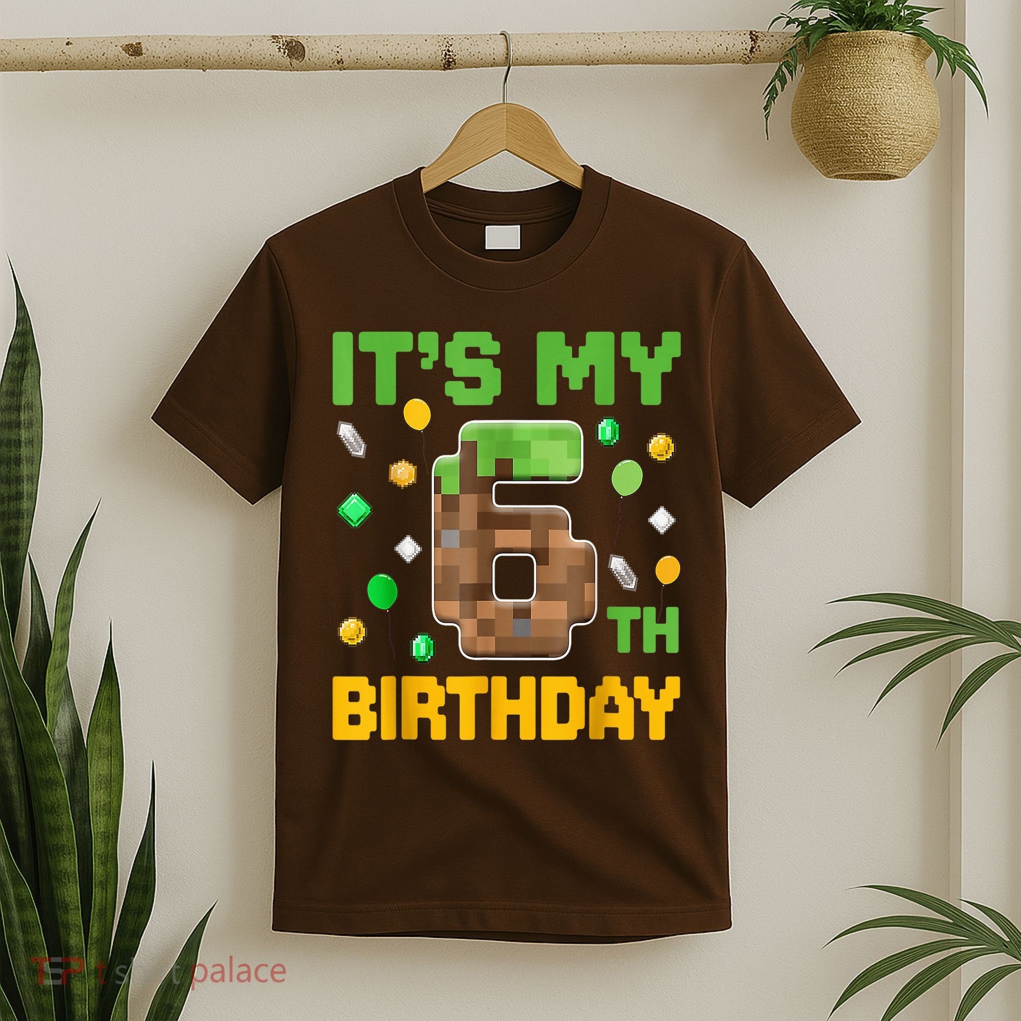 Birthday Boy It'S My 6th Birthday Gamer Pixel Number T-Shirt