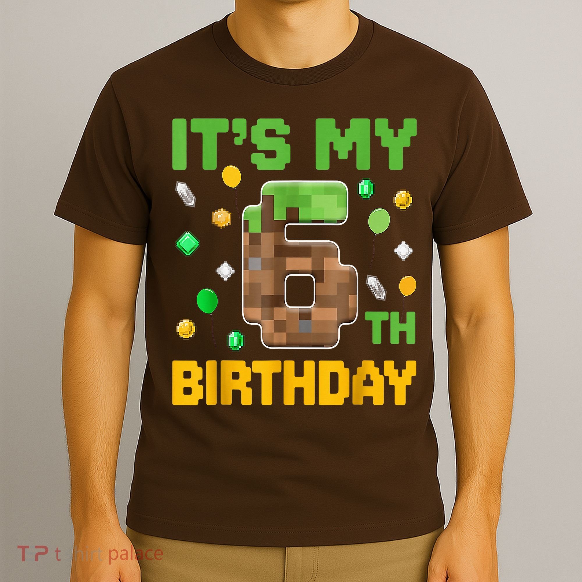 Birthday Boy It'S My 6th Birthday Gamer Pixel Number T-Shirt