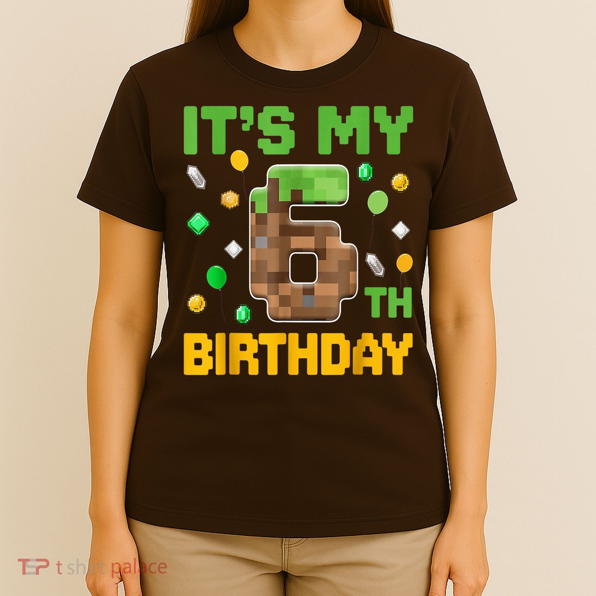 Birthday Boy It'S My 6th Birthday Gamer Pixel Number T-Shirt