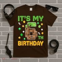 Birthday Boy It'S My 6th Birthday Gamer Pixel Number T-Shirt thumb 5
