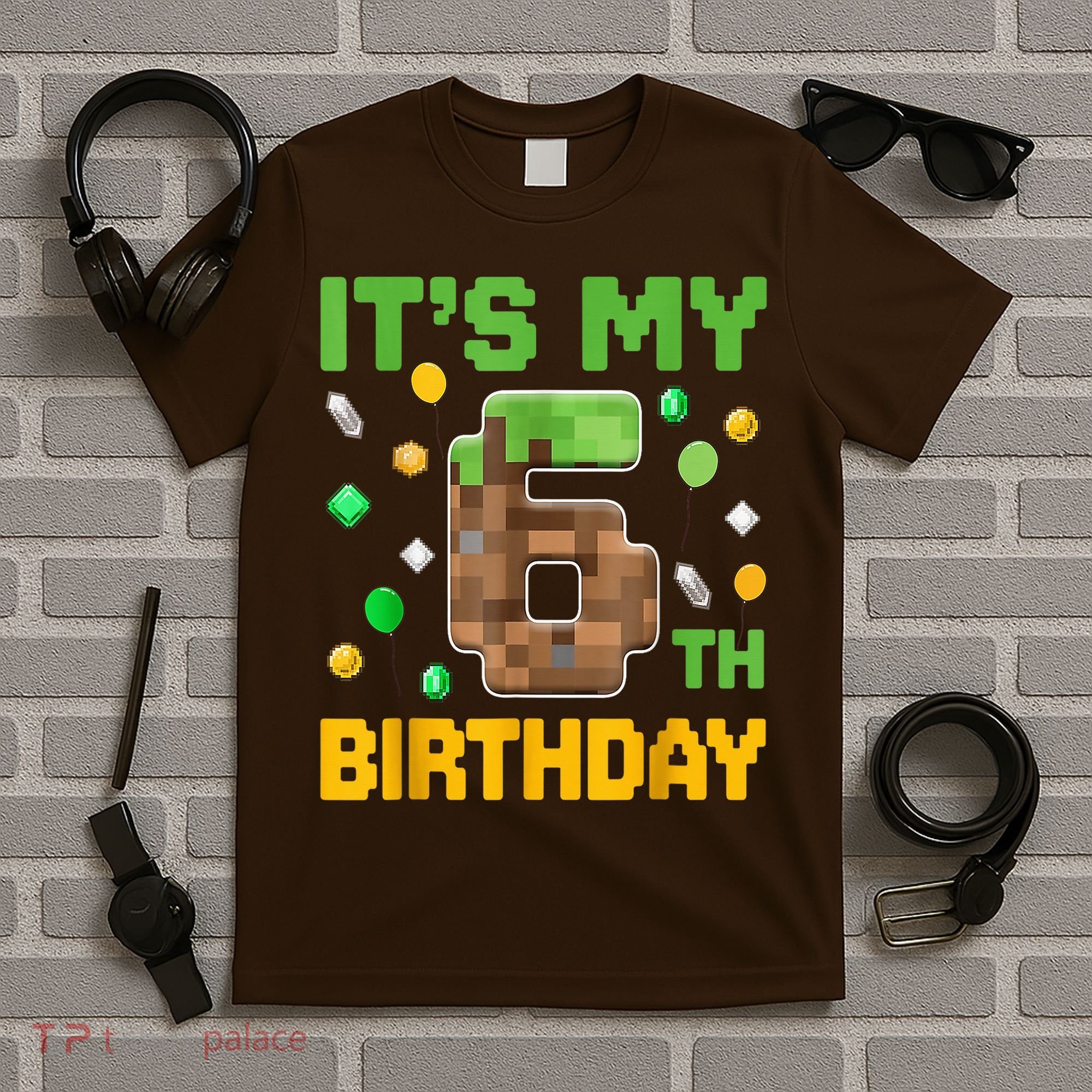 Birthday Boy It'S My 6th Birthday Gamer Pixel Number T-Shirt
