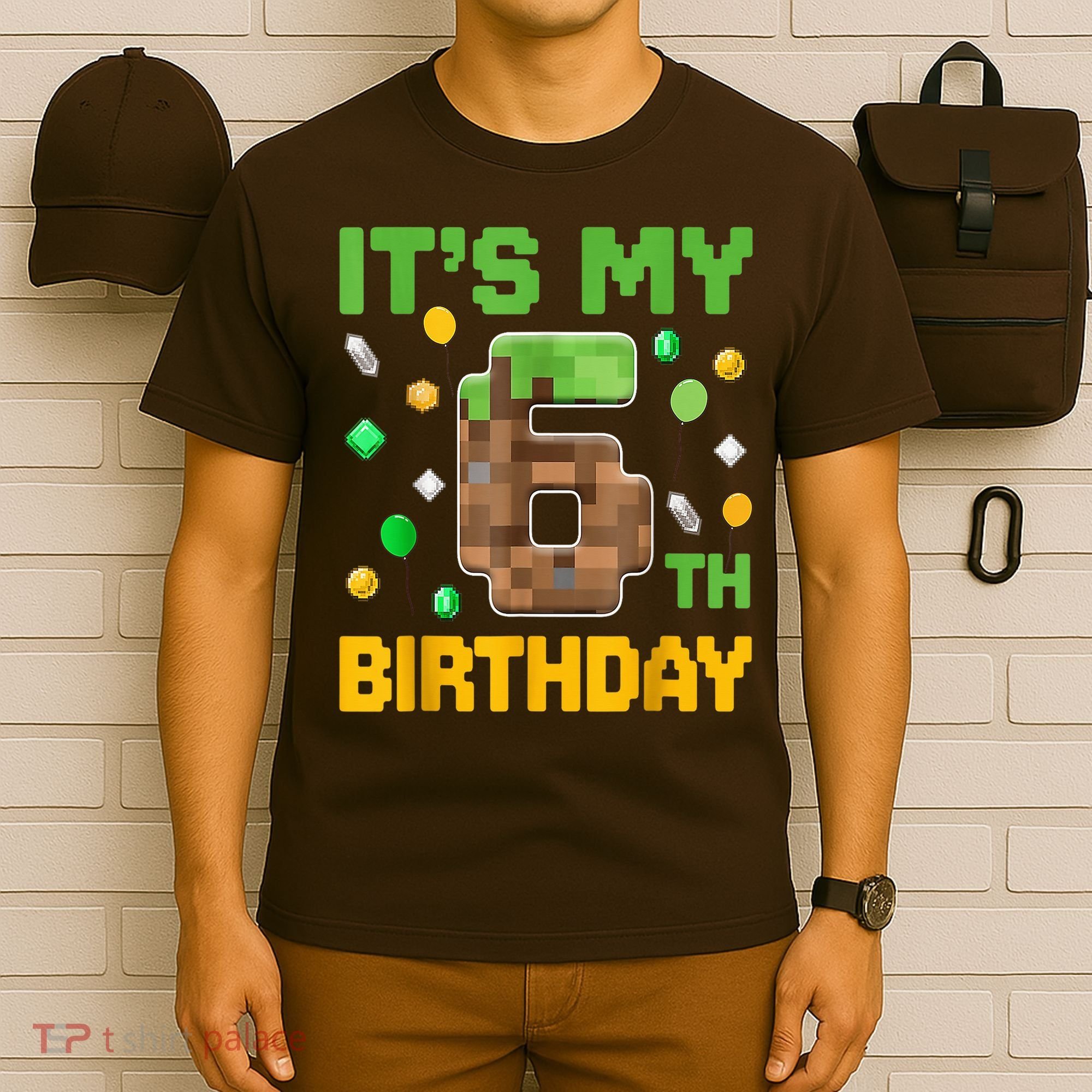Birthday Boy It'S My 6th Birthday Gamer Pixel Number T-Shirt