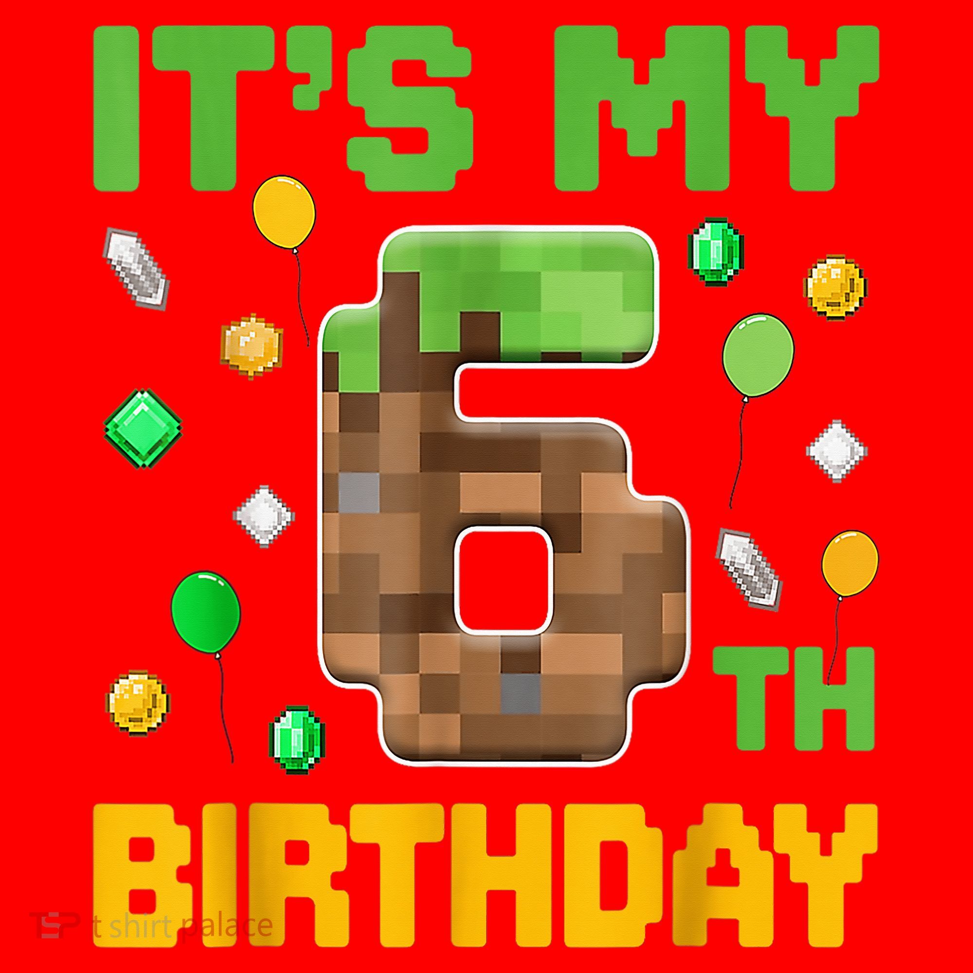 Birthday Boy It'S My 6th Birthday Gamer Pixel Number Santa Hat