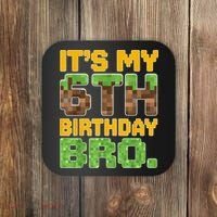 Birthday Boy It'S My 6th Birthday Gamer Pixel Number Coaster thumb 0