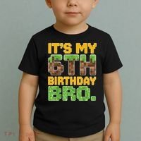 Birthday Boy It'S My 6th Birthday Gamer Pixel Number Toddler T-Shirt thumb 2