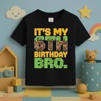 Birthday Boy It'S My 6th Birthday Gamer Pixel Number Toddler T-Shirt thumb 3