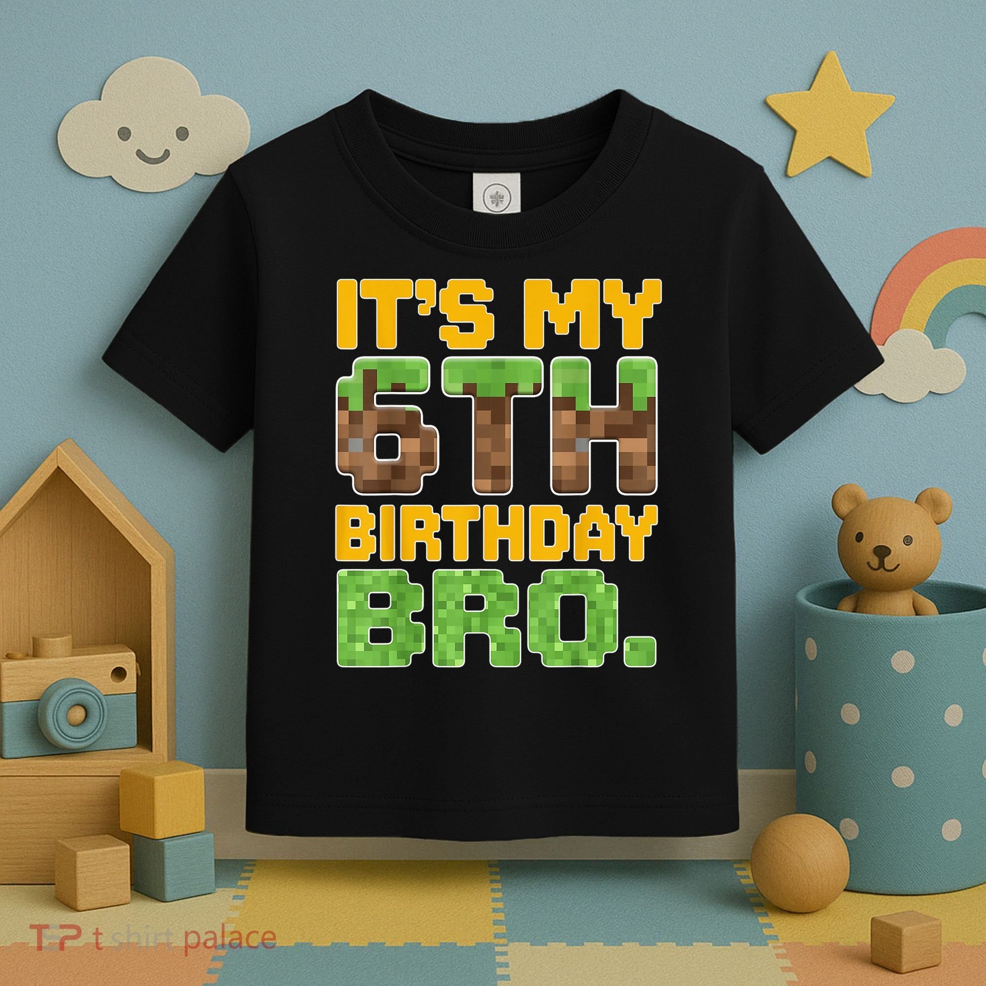 Birthday Boy It'S My 6th Birthday Gamer Pixel Number Toddler T-Shirt