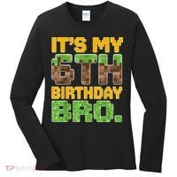 Birthday Boy It'S My 6th Birthday Gamer Pixel Number Women's Long Sleeve Shirt thumb 0