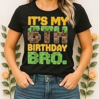 Birthday Boy It'S My 6th Birthday Gamer Pixel Number Women's T-Shirt thumb 2