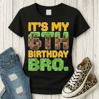 Birthday Boy It'S My 6th Birthday Gamer Pixel Number Women's T-Shirt thumb 3