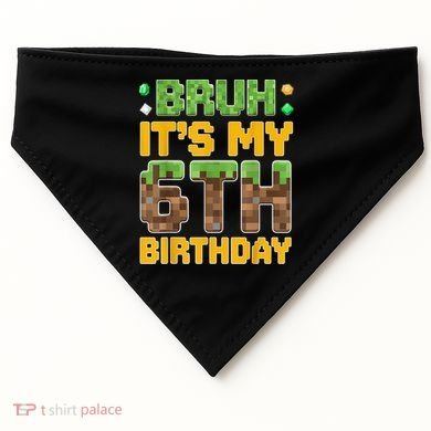 Birthday Boy It'S My 6th Birthday Video Game Pixel USA-Made Doggie Bandana