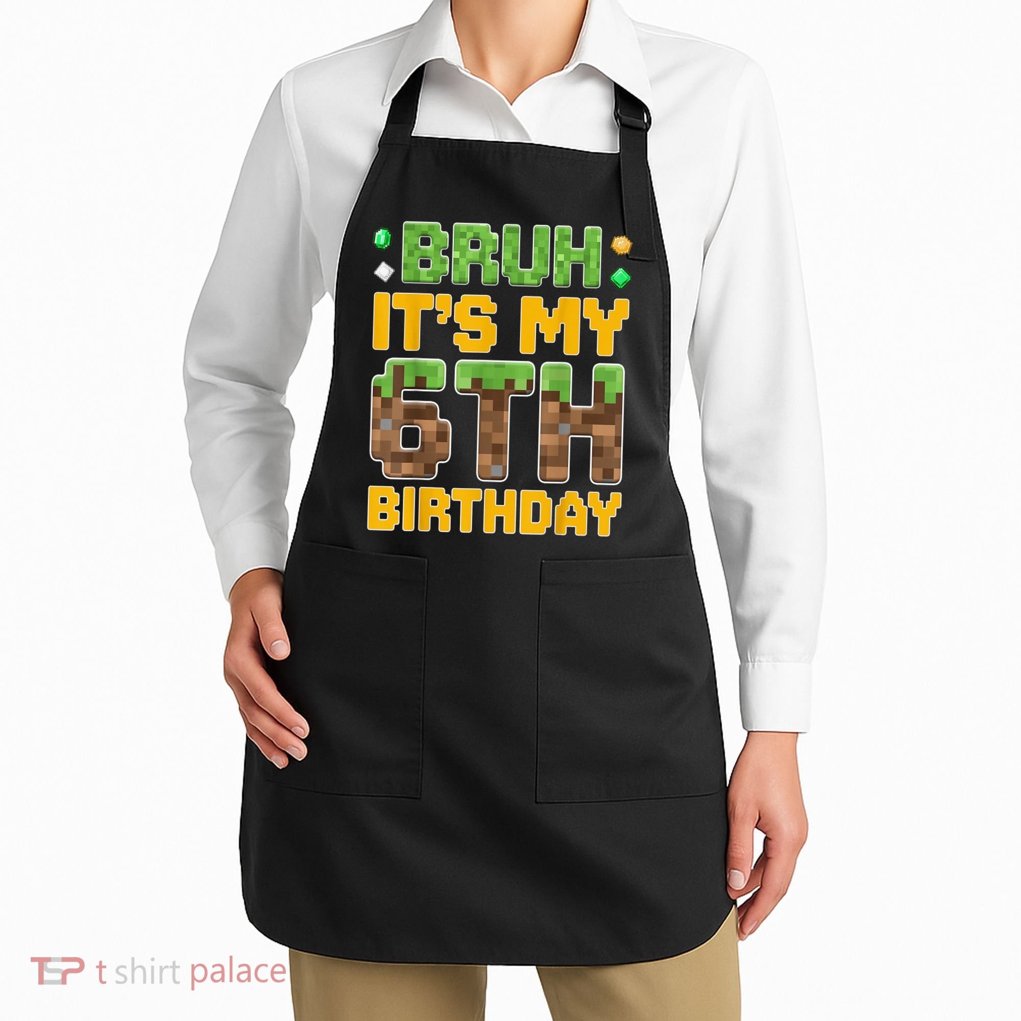 Birthday Boy It'S My 6th Birthday Video Game Pixel Apron