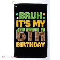 Birthday Boy It'S My 6th Birthday Video Game Pixel Golf Towel thumb 0