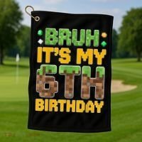 Birthday Boy It'S My 6th Birthday Video Game Pixel Golf Towel thumb 1