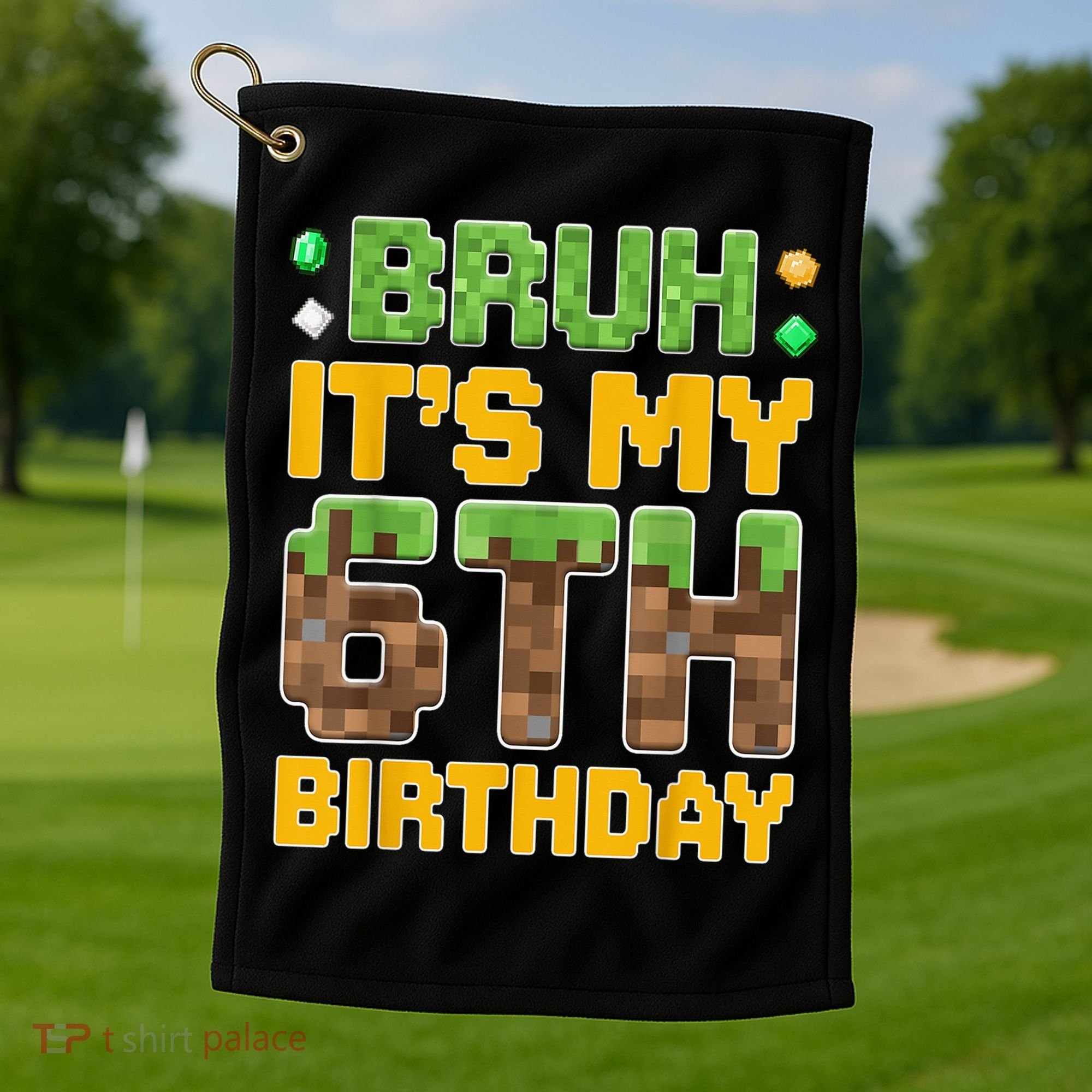 Birthday Boy It'S My 6th Birthday Video Game Pixel Golf Towel