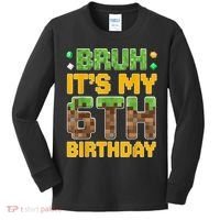 Birthday Boy It'S My 6th Birthday Video Game Pixel Kids Long Sleeve Shirt thumb 0