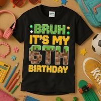 Birthday Boy It'S My 6th Birthday Video Game Pixel Kids T-Shirt thumb 3