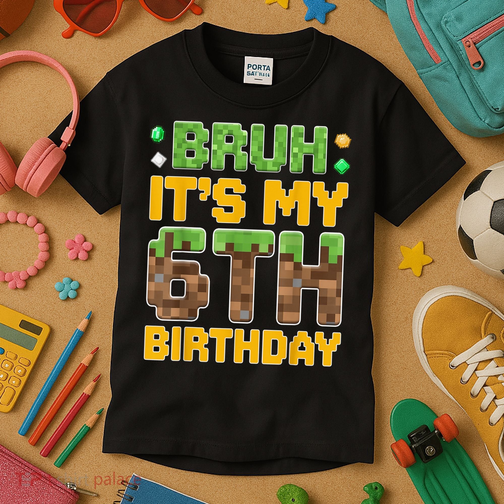 Birthday Boy It'S My 6th Birthday Video Game Pixel Kids T-Shirt