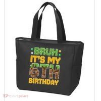 Birthday Boy It'S My 6th Birthday Video Game Pixel Tote Bag thumb 3