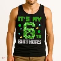 Birthday Boy It'S My 6th Birthday Video Game Pixel Tank Top thumb 3