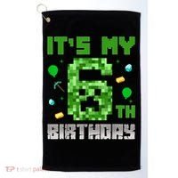 Birthday Boy It'S My 6th Birthday Video Game Pixel Golf Towel thumb 0