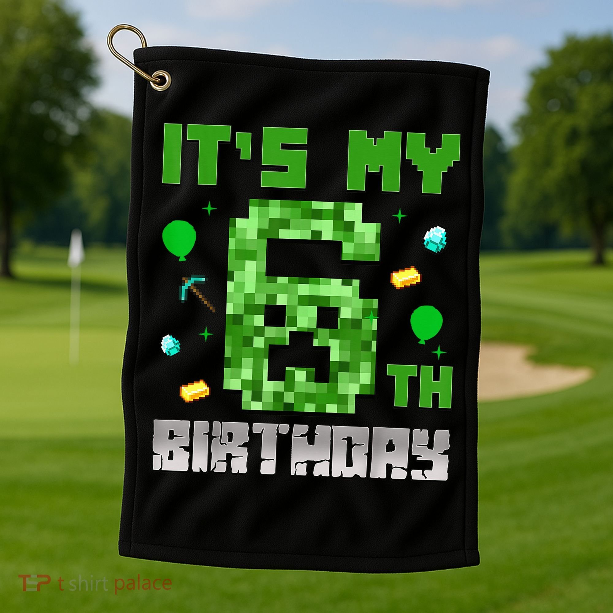 Birthday Boy It'S My 6th Birthday Video Game Pixel Golf Towel