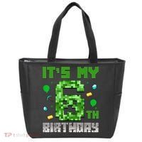 Birthday Boy It'S My 6th Birthday Video Game Pixel Tote Bag thumb 0
