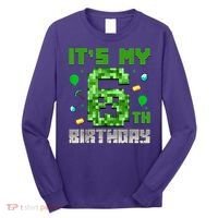 Birthday Boy It'S My 6th Birthday Video Game Pixel Long Sleeve Shirt thumb 0