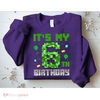 Birthday Boy It'S My 6th Birthday Video Game Pixel Sweatshirt thumb 2