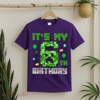 Birthday Boy It'S My 6th Birthday Video Game Pixel T-Shirt thumb 2