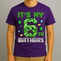 Birthday Boy It'S My 6th Birthday Video Game Pixel T-Shirt thumb 3