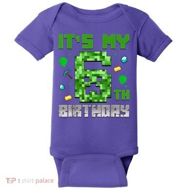 Birthday Boy It'S My 6th Birthday Video Game Pixel Baby Bodysuit