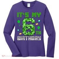Birthday Boy It'S My 6th Birthday Video Game Pixel Women's Long Sleeve Shirt thumb 0