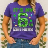 Birthday Boy It'S My 6th Birthday Video Game Pixel Women's T-Shirt thumb 2