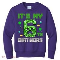 Birthday Boy It'S My 6th Birthday Video Game Pixel Kids Sweatshirt thumb 0